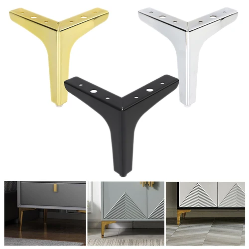 Patas de muebles de Metal de 10/13/15/17cm, patas de sofá para muebles triangulares dorados y negros para gabinete, cama, mesa de centro, patas de repuesto