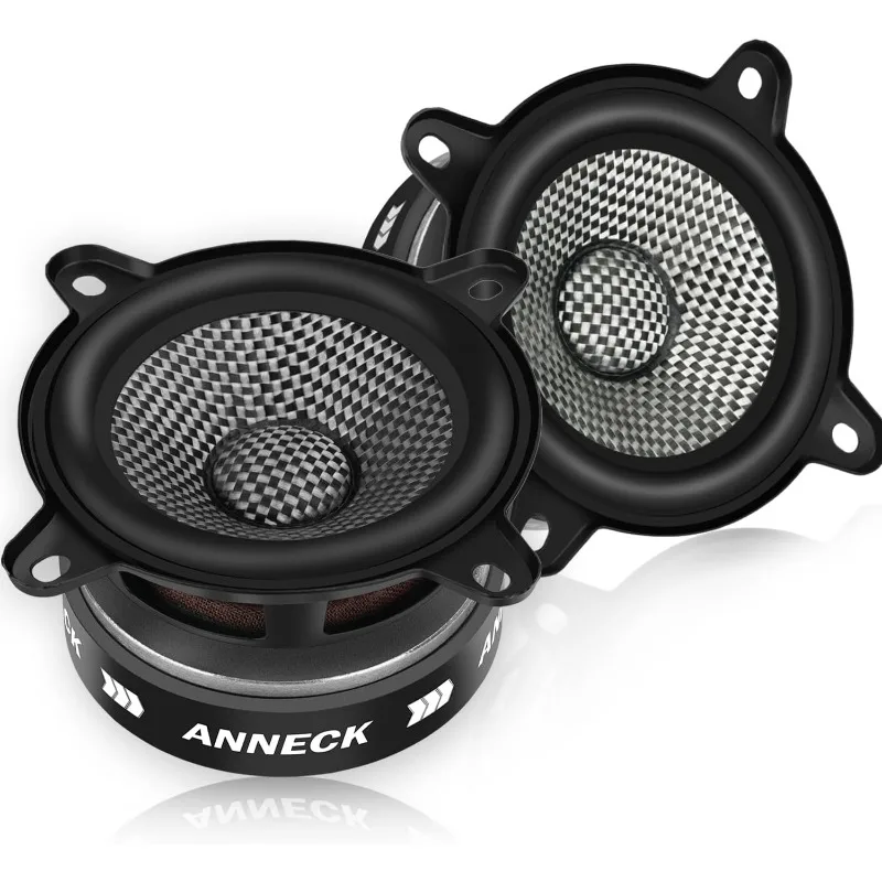 Altavoces de 3.5 Pulgadas para Auto, 300W, Cono de Fibra de Carbono, para Bajos Profundos y Audio Nítido, Fácil Instalación para Autos y Camionetas