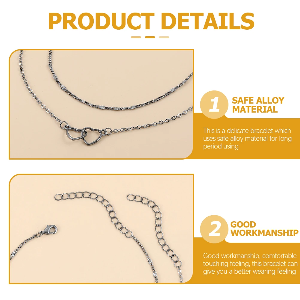 قطعتان من سوار القلب بتصميم بسيط وأساور متطابقة للأزواج، إكسسوار أنيق لحفلات العشاء، مريح للارتداء #1