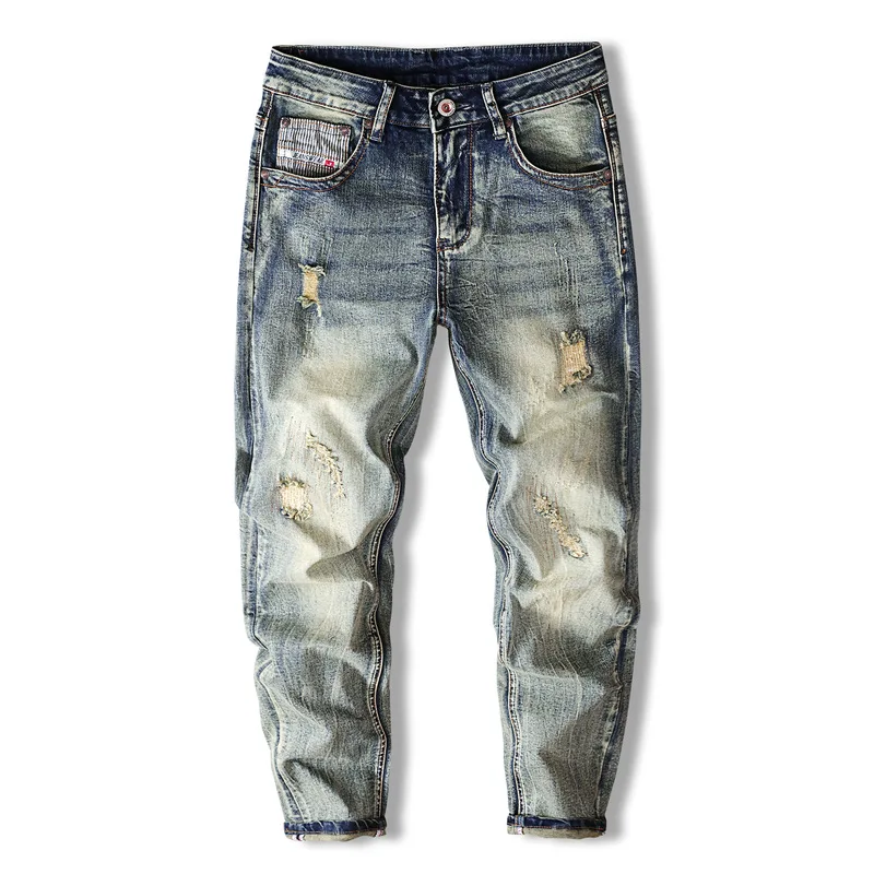 

New men's clothing for autumn 2025, nostalgic high-end men's jeans, retro vintage trend, slim fit small leg pants