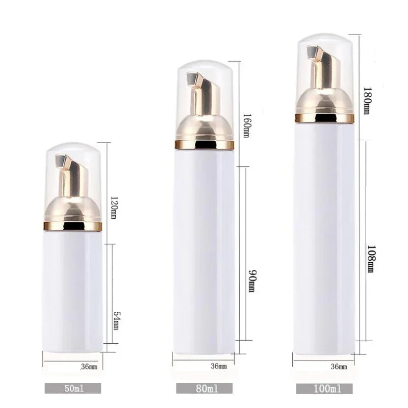10Pcs 30/50/60/70/80/100ml Refillable Bottle Plastic Foaming Pump Bottle with Transparent Caps Soap Mousses Liquid Dispenser