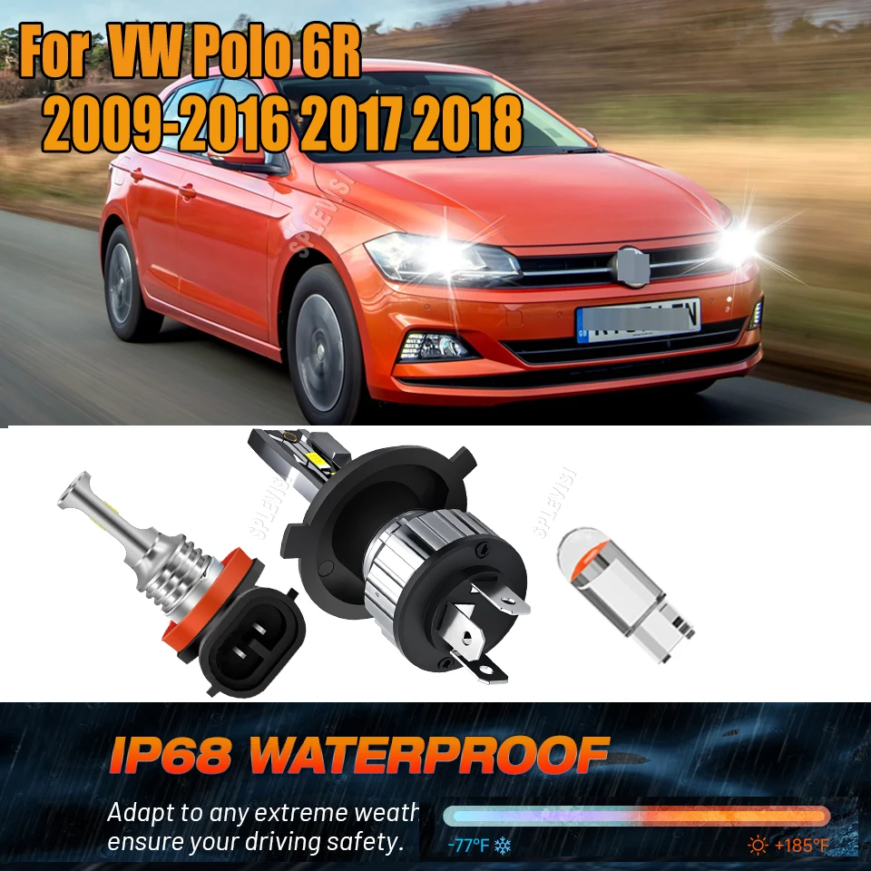 

H4 H11 Professional High/Low Beam Conversion LED White Headlamp Fog Light For VW Polo 6R 2009 2010 2011 2012 2013 2014 2015-2018