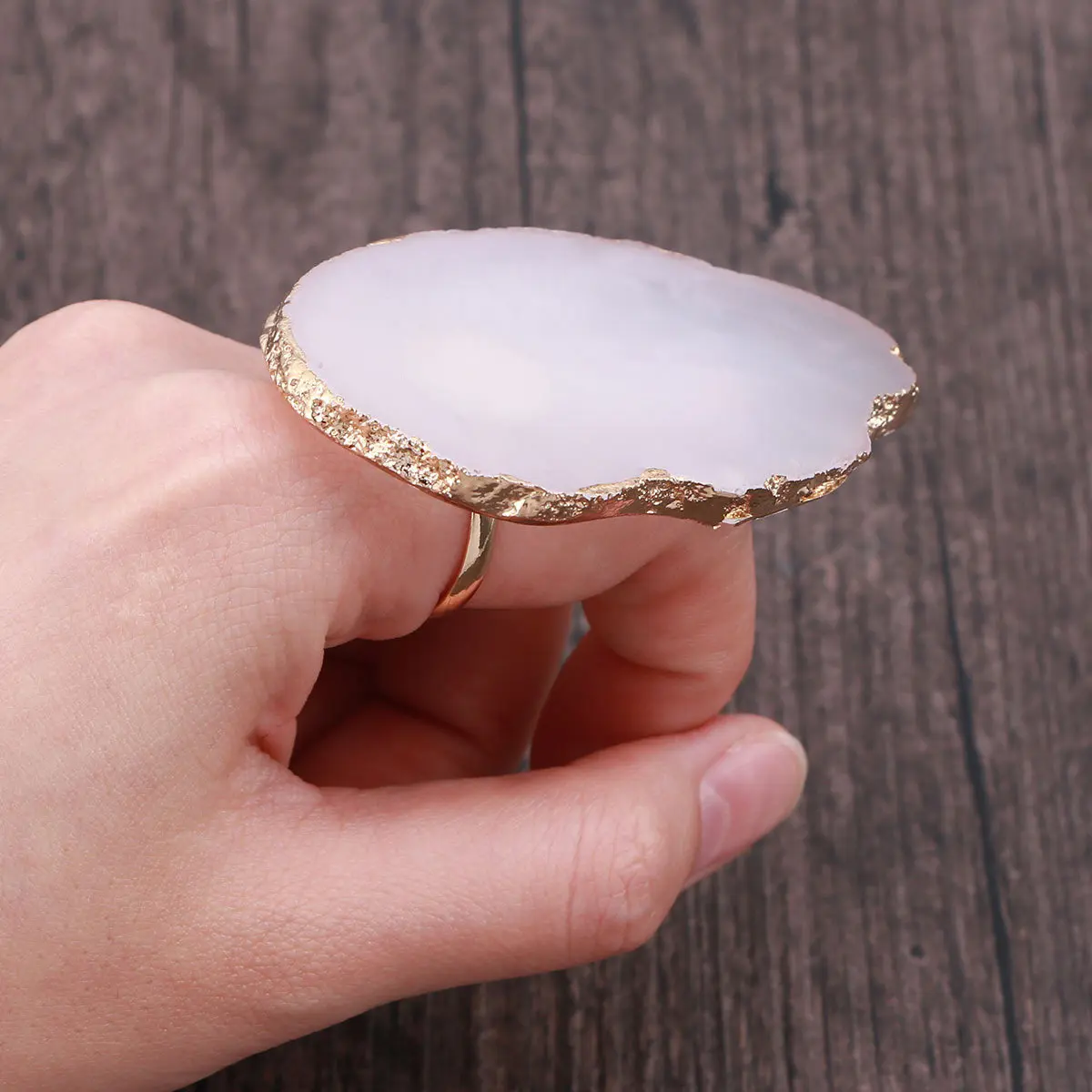 Mini Finger Ring Manicure Nail Art Resin Palette Adjustable Gold Jade Agate Color Ring Nail Art Palettes Paint Tray Manicure