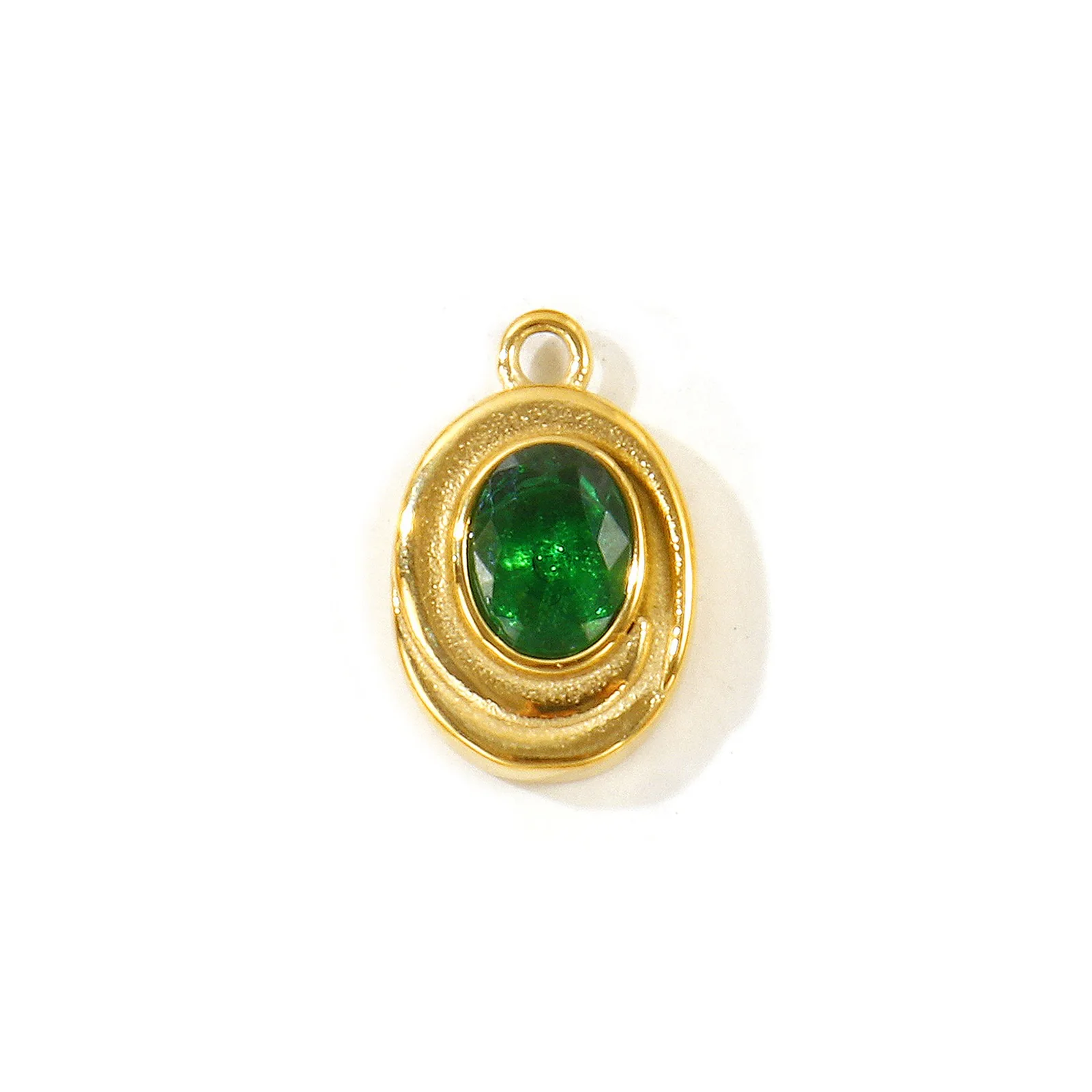 1 Stück Mehrfarbiger Ovaler Kubischer Zirkonia Geometrischer Anhänger 18K Vergoldeter 304 Edelstahl-Anhänger für DIY Halsketten-Schmuckherstellung – Detail 7