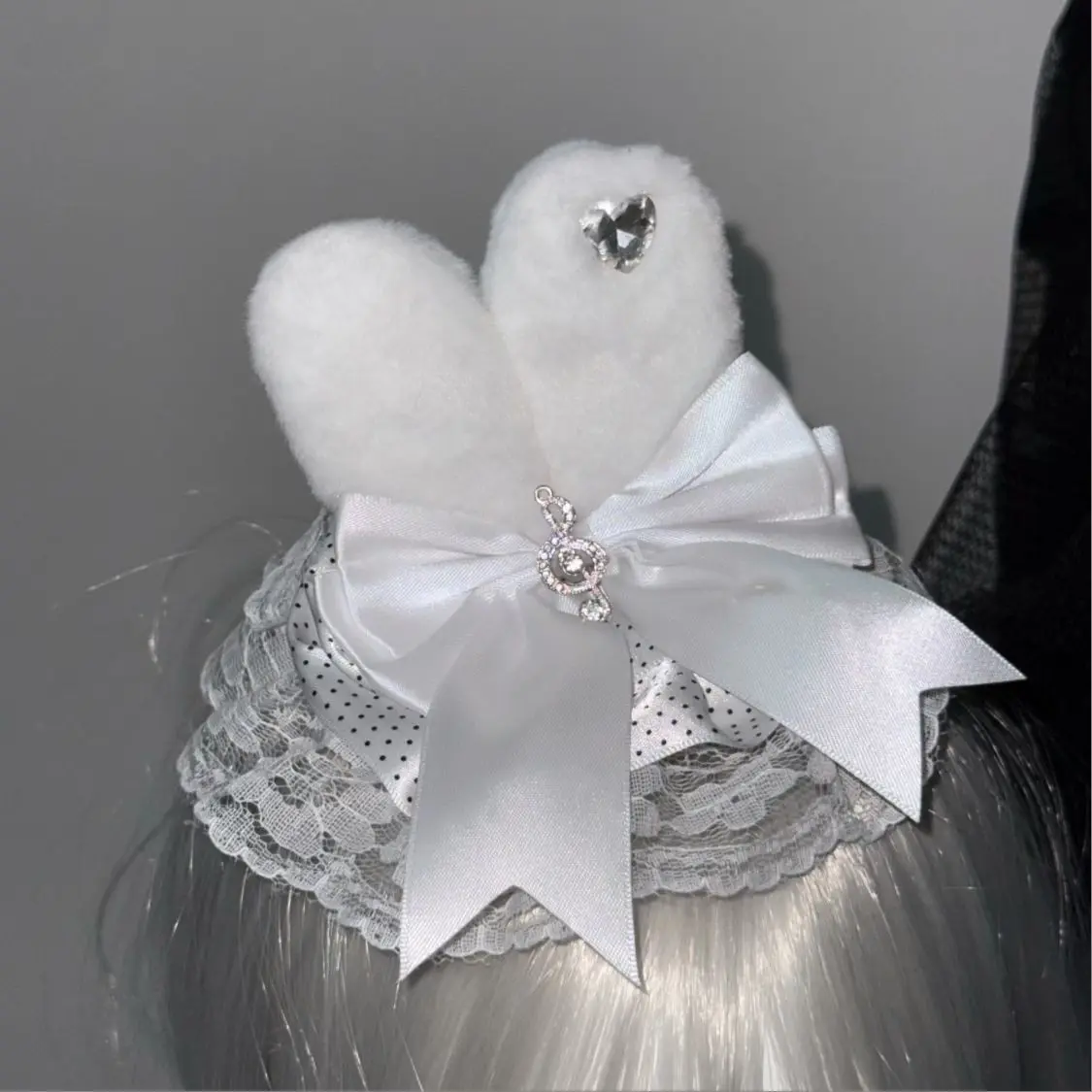 Lolita Small Top Hat Retro Piano Rabbit Lace Bow Y2K Birthday Hat For Girls Handmade Bow Rabbit Ear Hair Clips
