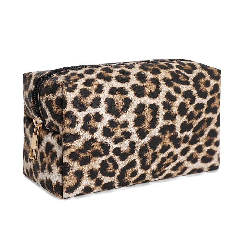 Travel PU Makeup Bag Women's Leopard Large Capacity Portable Zippe Storage Bag Purses Bathroom Washbag Cosmetic Bag