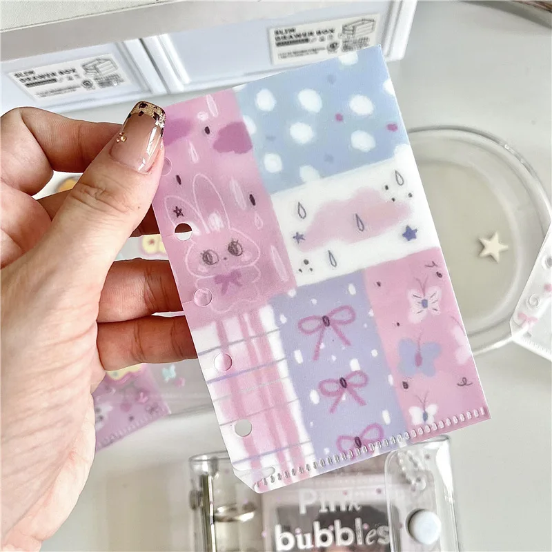 1Pc Cute Cartoon Candy Pink PP Binder Bag for M5 Loose-leaf Notebook File Folder Card Sticker Note Storage Bag DIY Inner Page