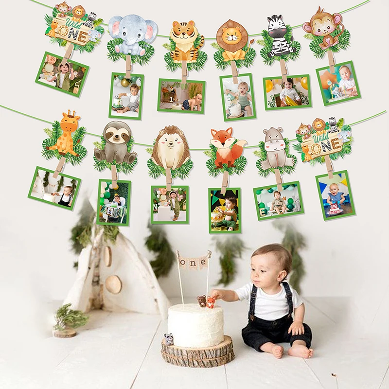 1st Birthday Baby Photo Banner 1 To 12 Months Photo Frame Boy Girl One Year Birthday Party Celebration Decoration Photo Garlands