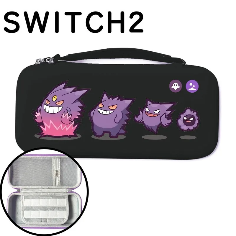 Портативный чехол Pokemon Gengar для Switch 2, дорожная сумка, жесткий корпус, аксессуары NS, защитный чехол с 10 игровыми картриджами