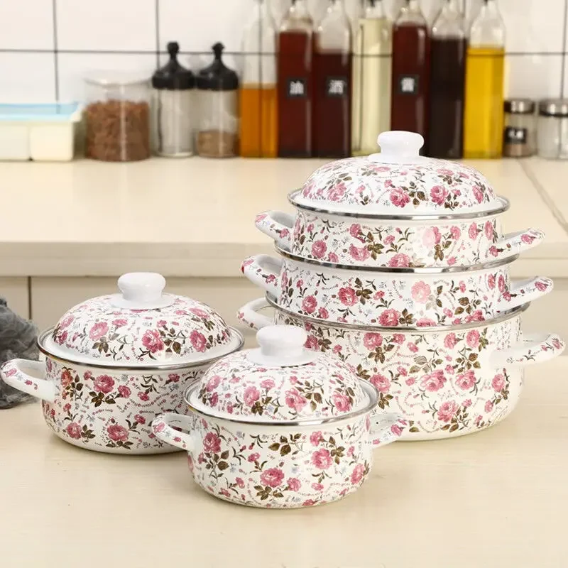 

Saucepan Soup Enamel Thick Gas Cookers Daily Cooking Utensils For Household Kitchen Accessories Cookware