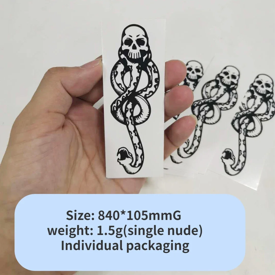 5PCS/10PCS/20PCS Death Eaters Dark Mark Temporary Tattoos Black Cartoon Skeleton Snake Body Art Waterproof Fake Tatoo Sticker