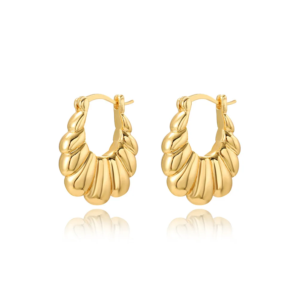 Vintage Trendy 14K gold color Hoop Earrings for Women Simple geometric Earring Waterproof Ear Piercing Jewelry Birthday Gifts