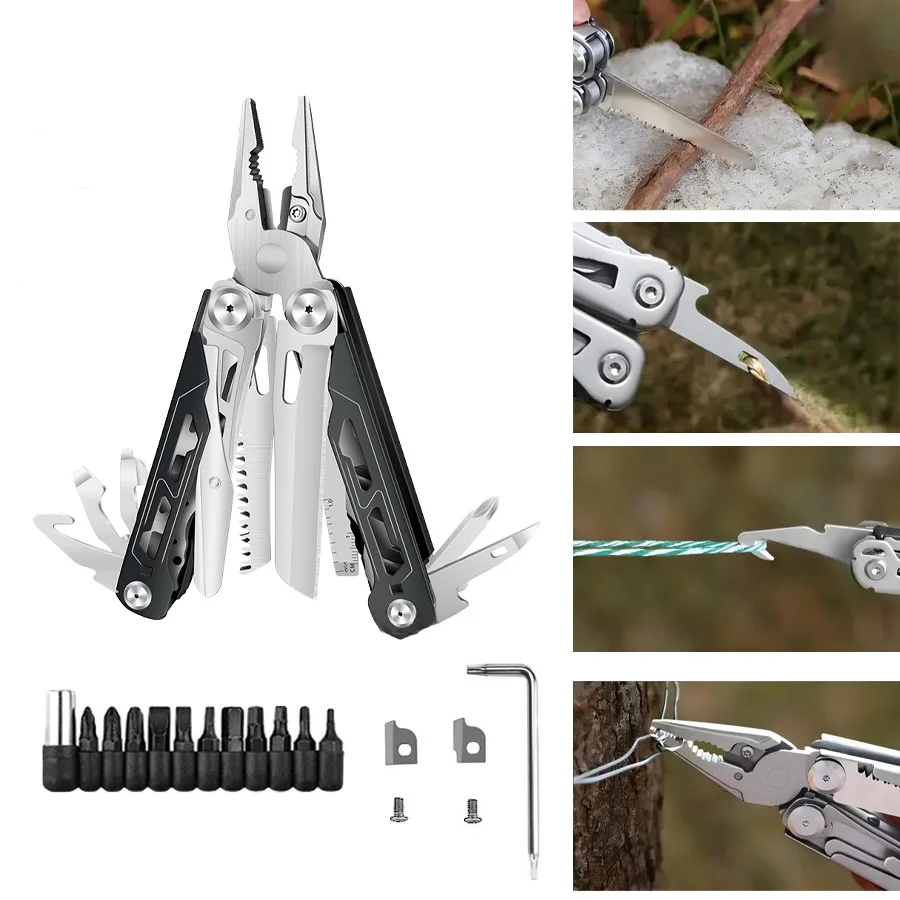 Pocket Multitool Pliers,Professional Multitool with Safety Lock,Stainless Steel Essential Survival Pocket Knife for Camping