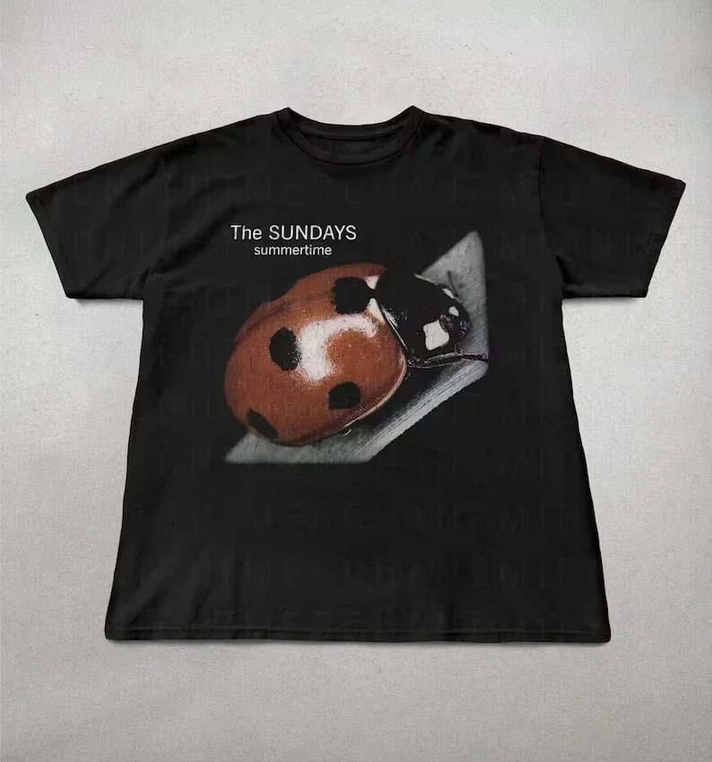 The Sundays Summer Time Vintage Cotton Short Sleeve T-shirt Funny Pattern Print Men Women Ins Style Y2k Streetwear Tee Tops