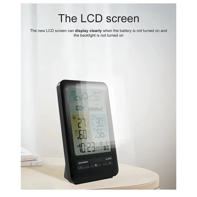SQPP-Wireless Digital Display Weather Station Thermometer, Temperature And Humidity Alarm Clock, Weather Forecast Sensor