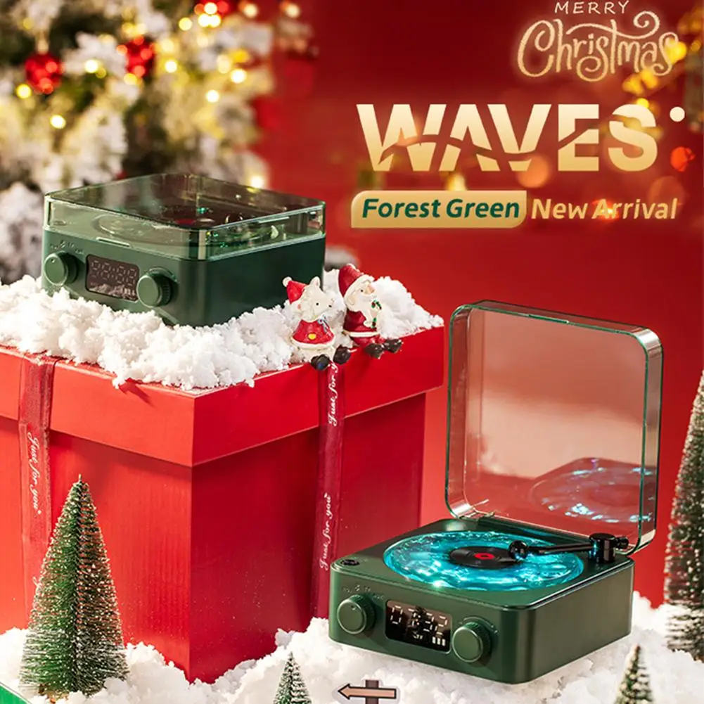 Retro Wave Vinyl Atmosphere Record Player Christmas The Sleep Sea Year Green 360° New Sound Speaker Surround To Aid Gift Li I7W6