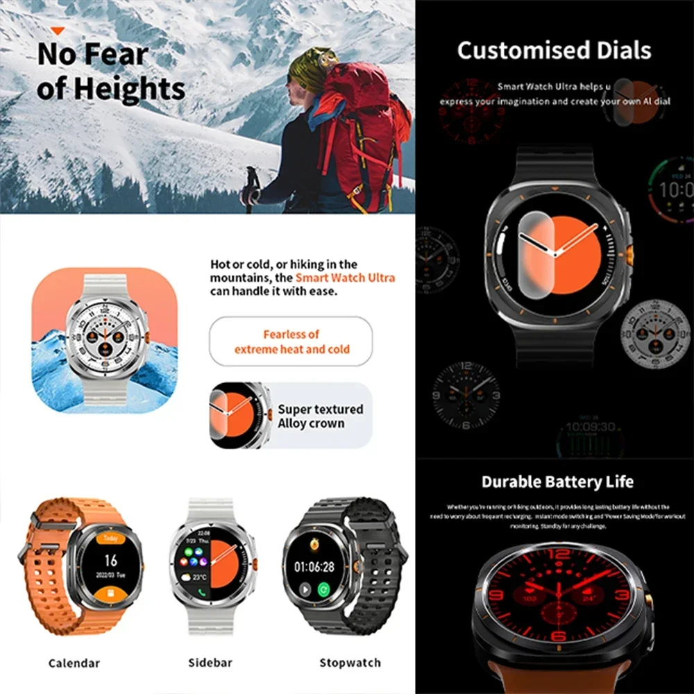 2024 New Watch 7 Ultra Smartwatch for Men & Women - AMOLED Display. Bluetooth Call. GPS. Outdoor Sports Tracker. Flashlight