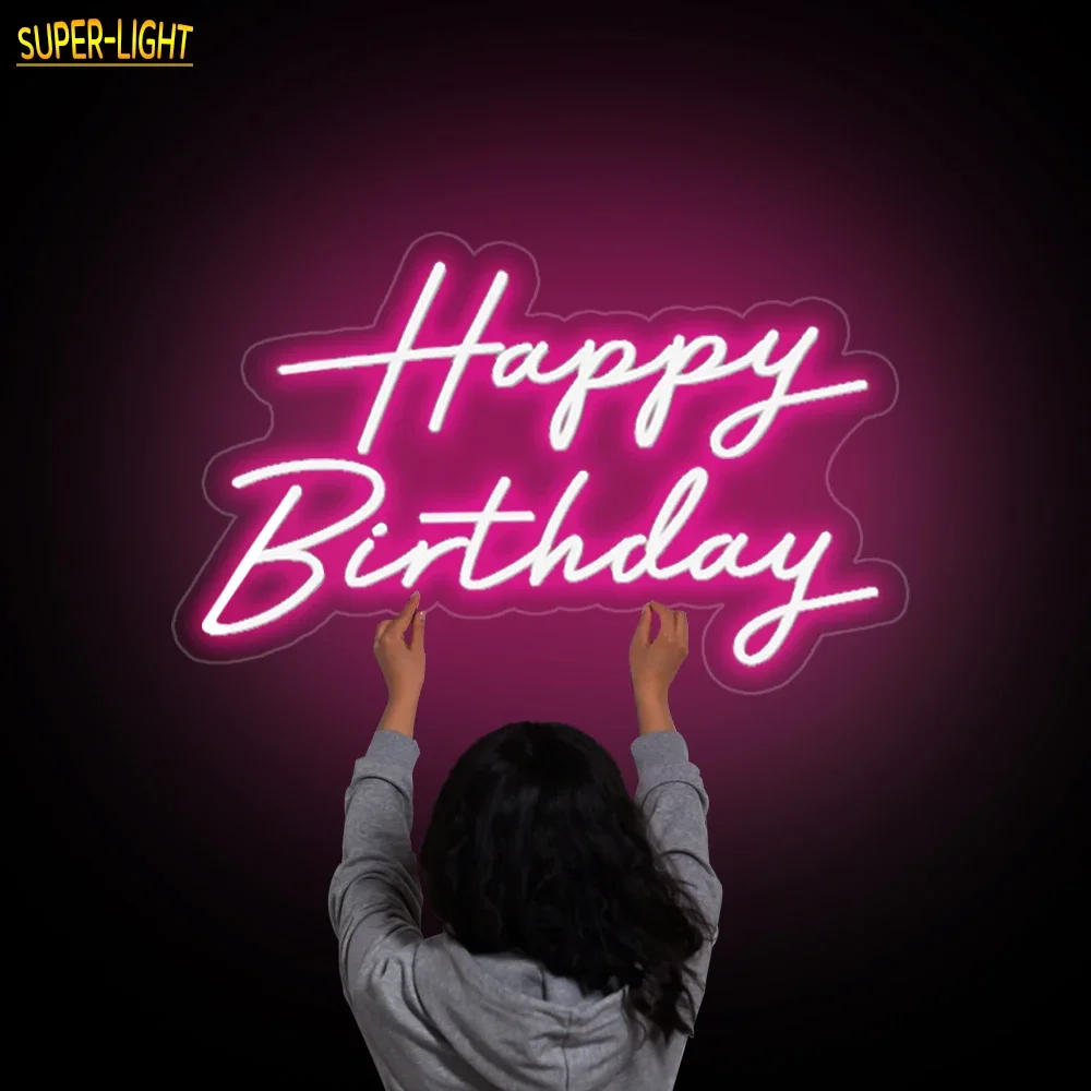 

Large Happy Birthday Neon Sign,Big Birthday Sign,Custom Wedding Neon Light Sign for Party Wall Room Decor,Best Birthday Gift