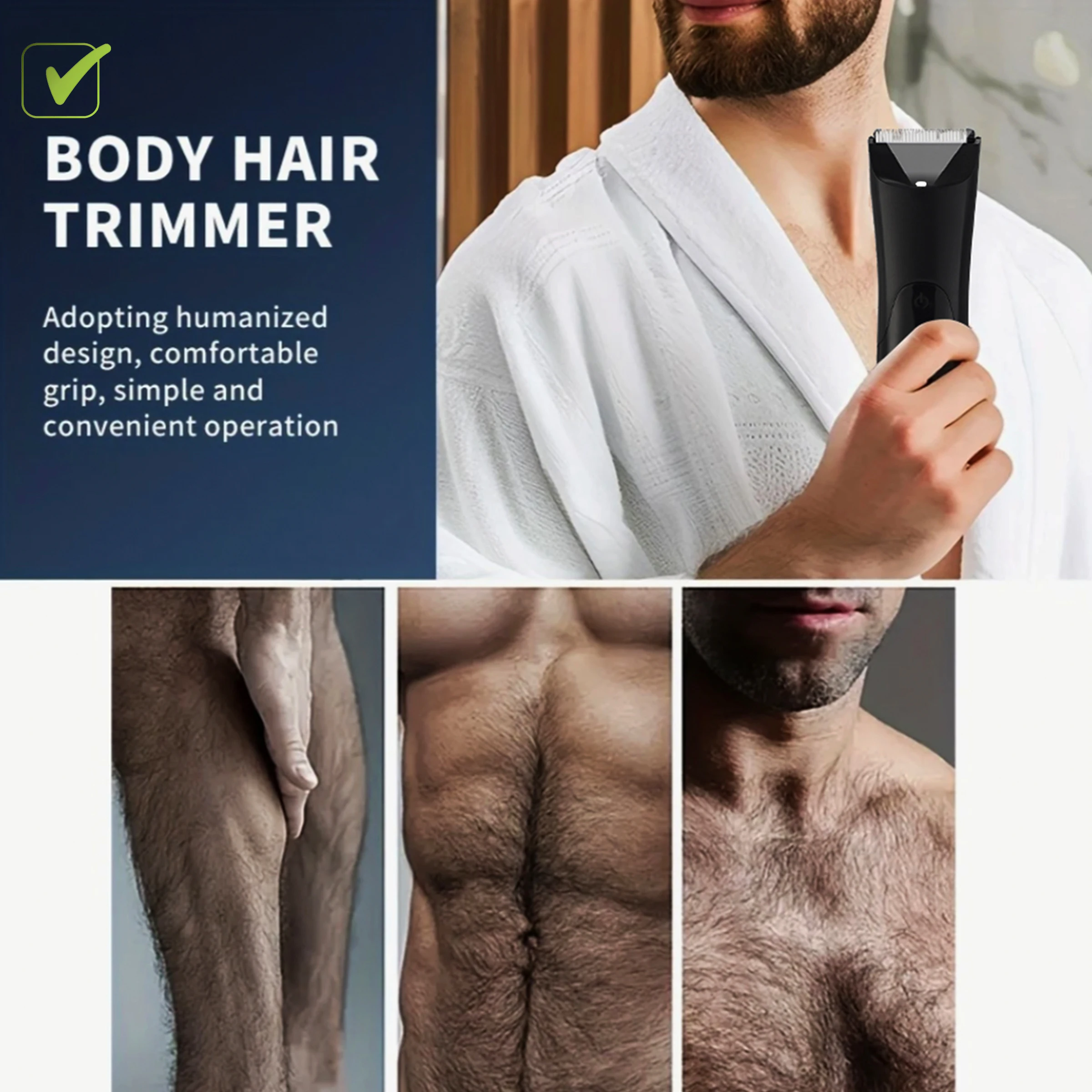 

Бритва для мужской бороды, электрический триммер для волос на теле, бритва для волос на груди, триммер для волос на груди с 2 защитными колпачками, мужской набор для ухода за волосами