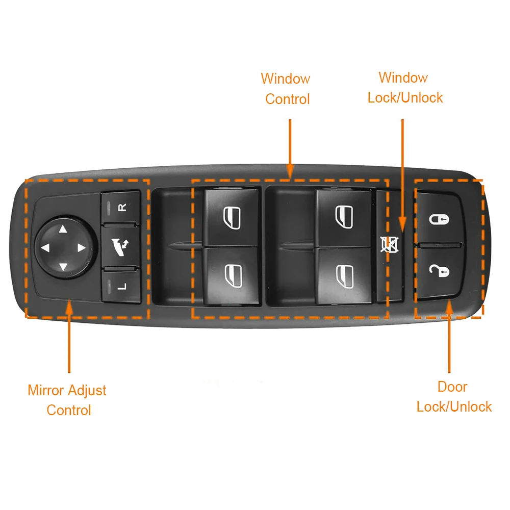 مناسبة لمفتاح رافع نافذة الطاقة الرئيسي لكرايسلر تاون آند كونتري 2008-2009 مفتاح نافذة الطاقة الجانب الأمامي الأيسر للسائق #4