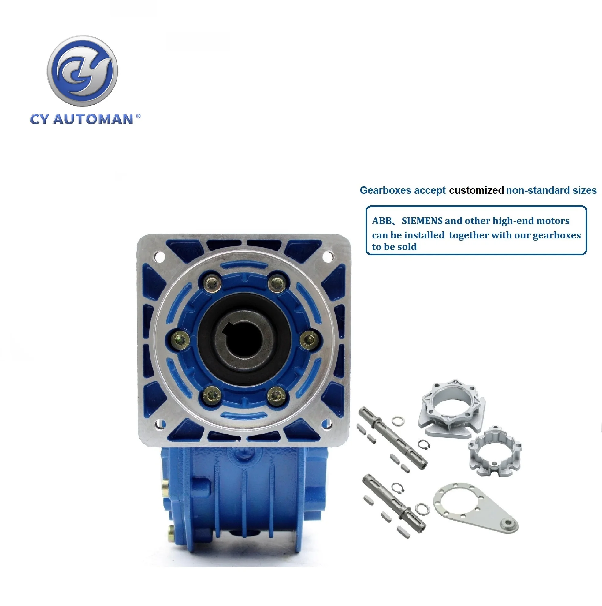 CYAutoman High Torque Worm Gearbox Speed Reducer Suppliers NMVF 075 Input 19/22/14/24/28mm  Ratio 5:1/100:1  Tin bronze for CNC