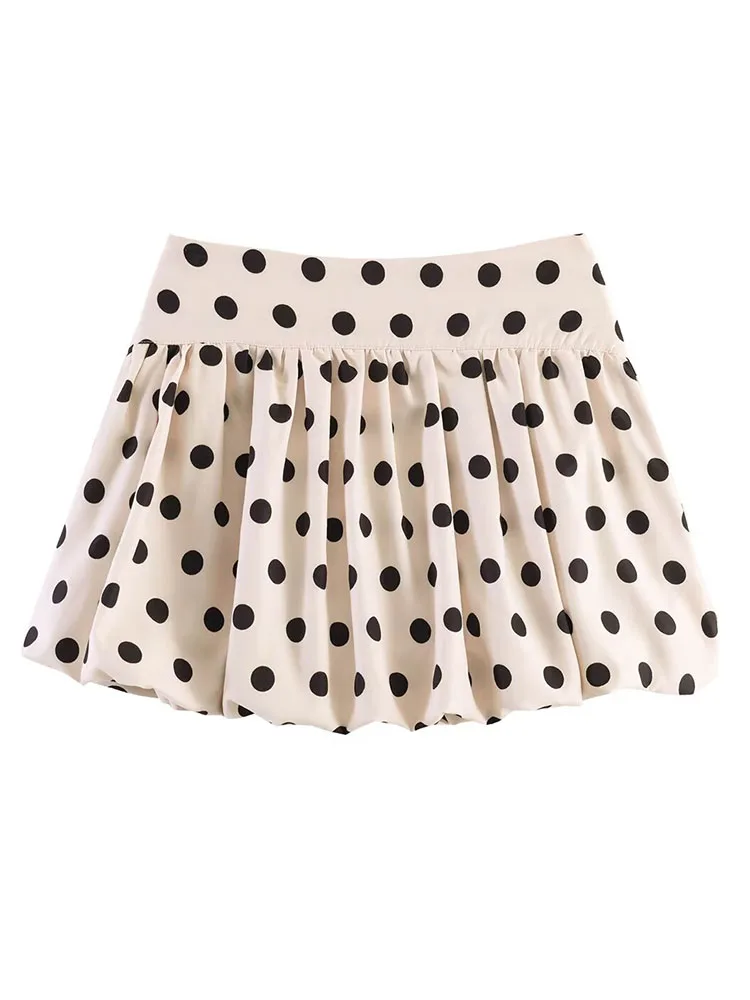 HH Summer Women Fashion Dot Printed Pleated Side Zipper Mini Skirts Shorts 2026 Spring Holiday Party Personality Skirt