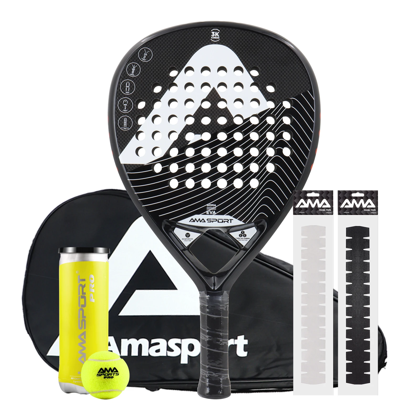 

AMASPORT 3K Lightweight Padel Tennis Racket Pop FC with Soft Grip Original Color - Beginner Friendly Paddle Tennis Equipment