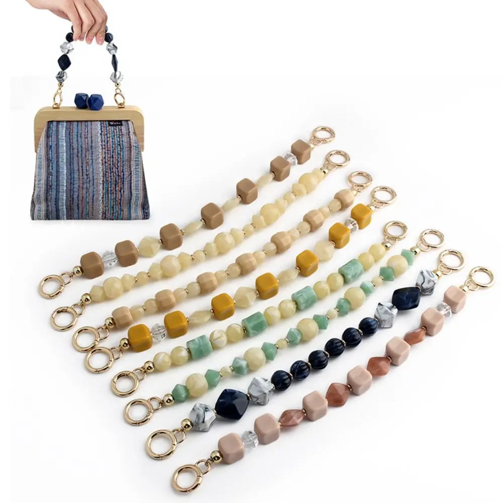 Cute DIY Decoration Acrylic Beads Bag Chain Metal Chain Replaceable Beaded Bag Pendant Lanyard Fashion Handle Chain Bag Ornament