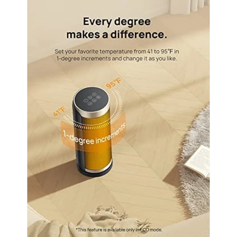 Dreo Space Heater, Portable Electric Heaters for Indoor Use, 70° Oscillation, 12H Time