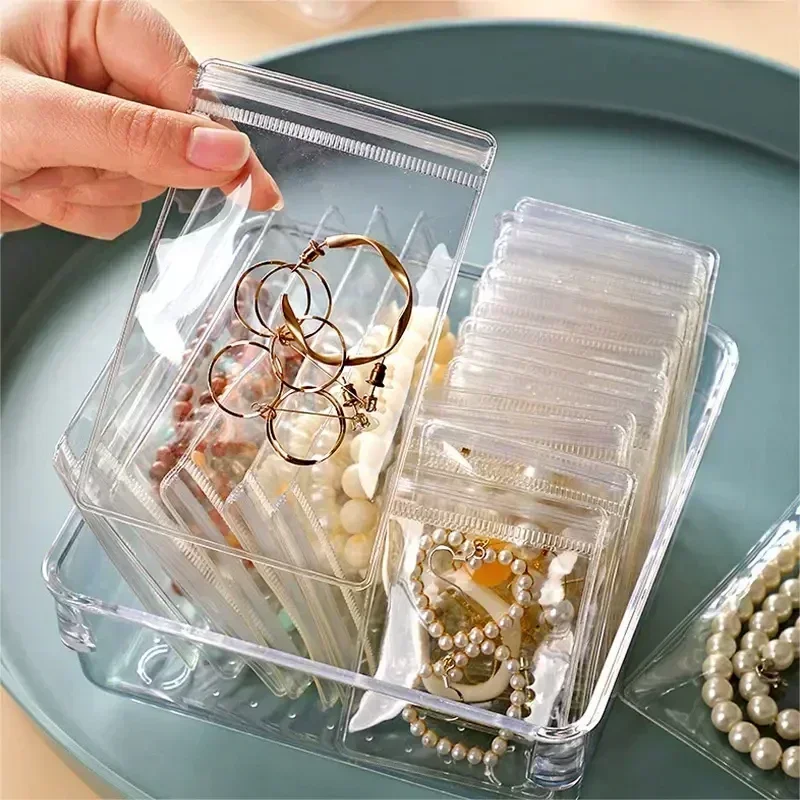 10/100pcs Thicken PVC Jewelry Package Bags Transparent Anti-Oxidation Organizer Display Packaging Storage Self Sealing Pouches