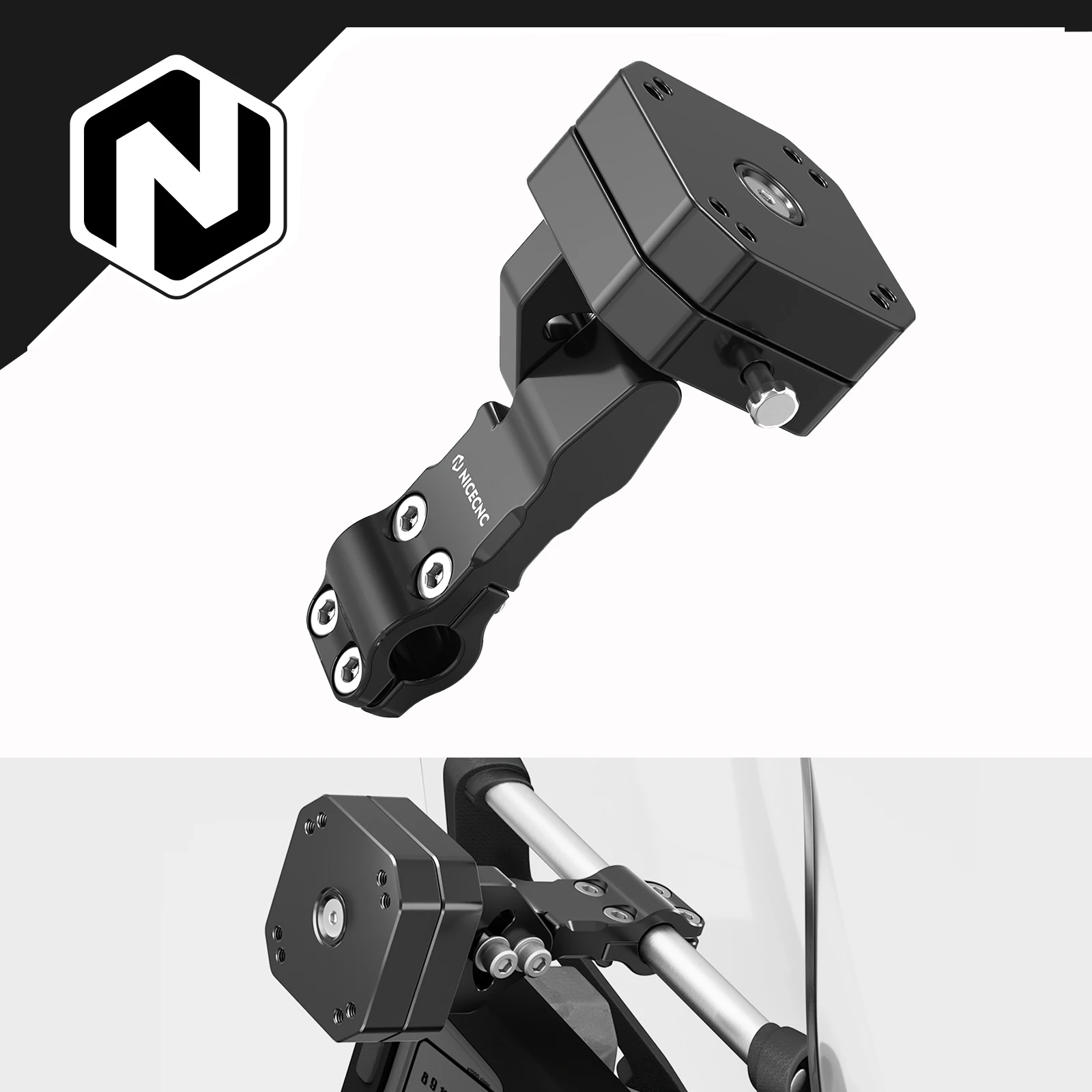 

NICECNC For Yamaha Tenere 700 12MM GPS Holder Bar Clamp Bracket Mount For BMW R1250 GS and GSA For 2023 Suzuki VStrom 800DE