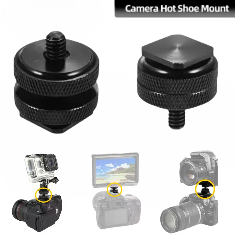 1/4 Inch Tripod Screw To Flash Hot Shoe Adapter For Nikon Sony DSLR Mirrorless Camera Cage Rig Smartphone Extension Accessories