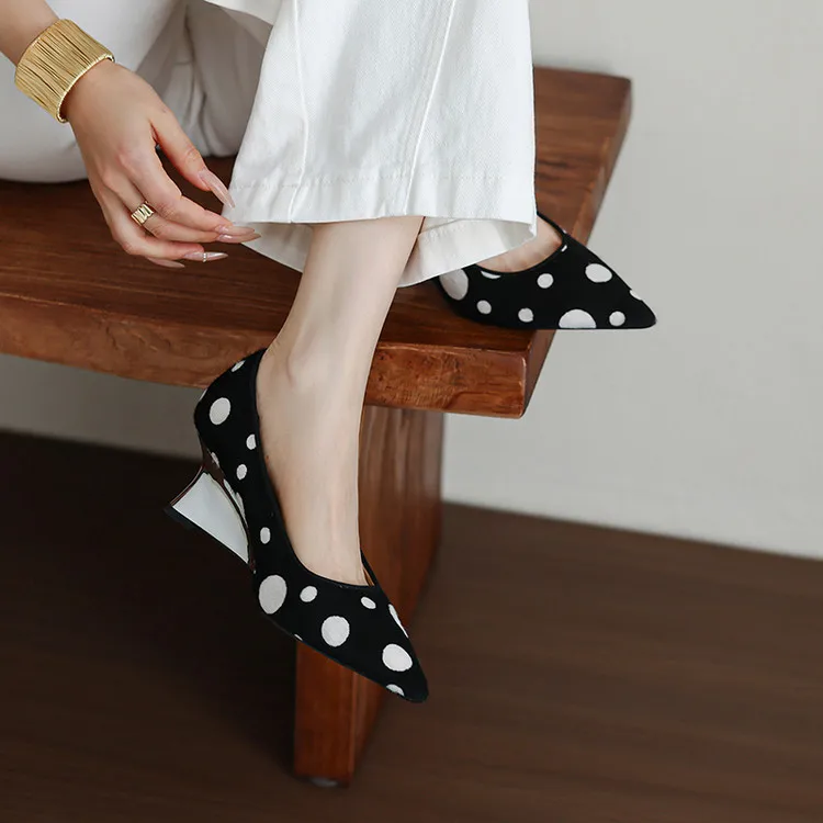 Women’s Shoes 2026 Shoes Women Polka - Dot Pointed - Toe Wedge Pumps | Stylish & Comfortable Office / Casual High Heel Pumps