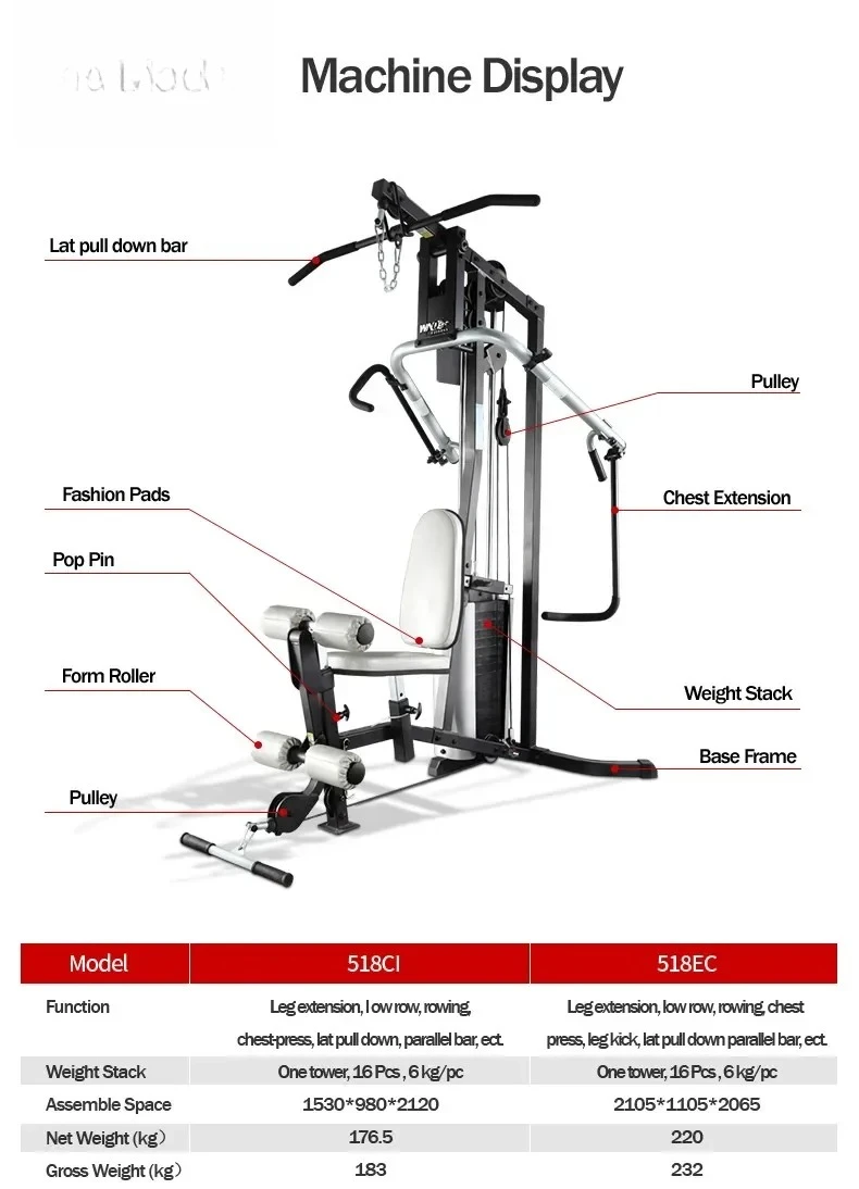 

Одностанционный домашний тренажерный зал Deluxe, интегрированный тренажер, оборудование для фитнеса