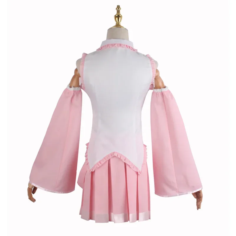 Anime Miku Cosplay Costume Woman Pink Top Short Skirt Formula Clothes Maid Outfit Wig Halloween Party Suit