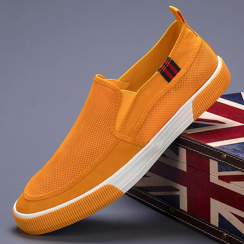 

Summer new men's shoes mesh Korean version trend lightweight one-pedal lazy breathable casual flat low-top