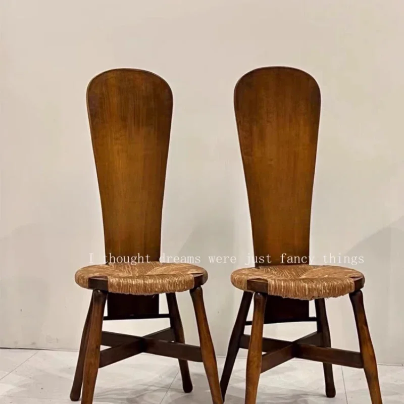 Solid wood special-shaped dining chair book chair medieval homestay model room art rattan decorative chair