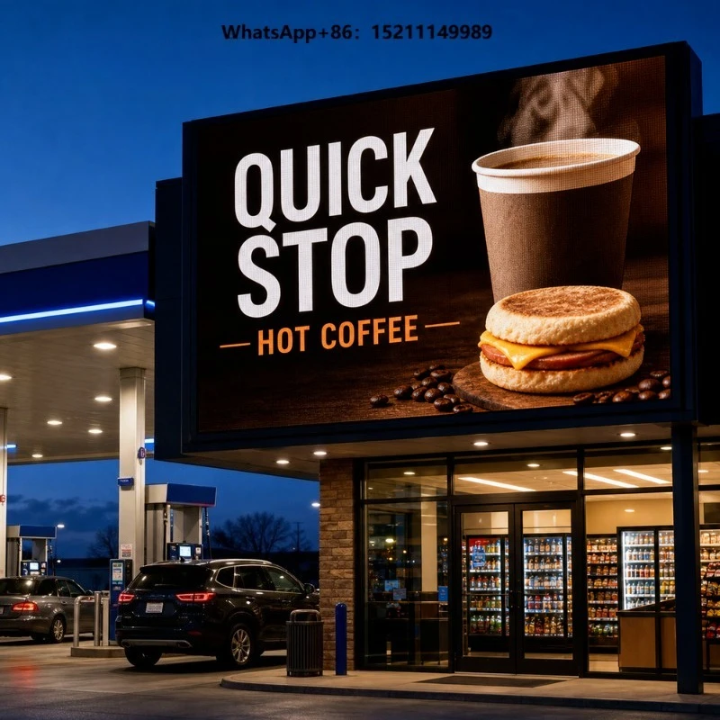 Outdoor LED Display Screen P6 for Coffee Shop Facade Ads with Commercial Advertising Facade Signage Fixed Installation