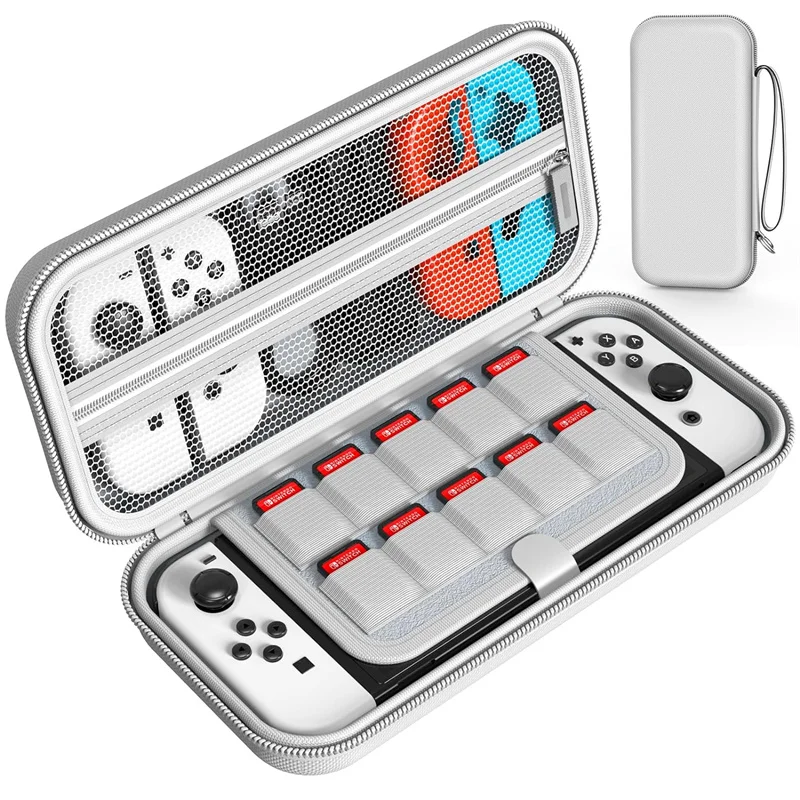 Switch Carrying Case Compatible with Nintendo Nintendo Switch/Switch OLED Console,White Protective Hard Portable Switch Travel