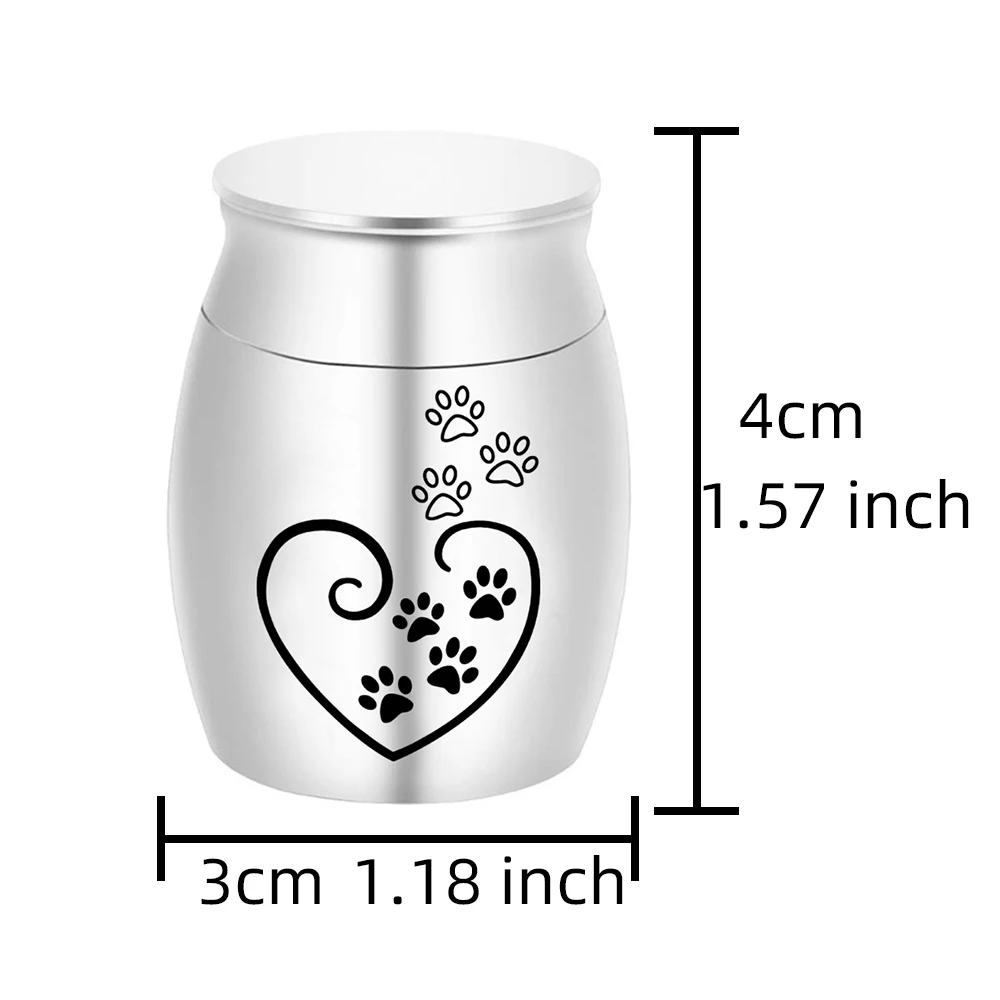 Cremation Ashes Holder Urn for Pet Ashes Paw Print Cat Dog Ashes Memorial Keepsake Aluminium alloy Waterproof Decorative Urns