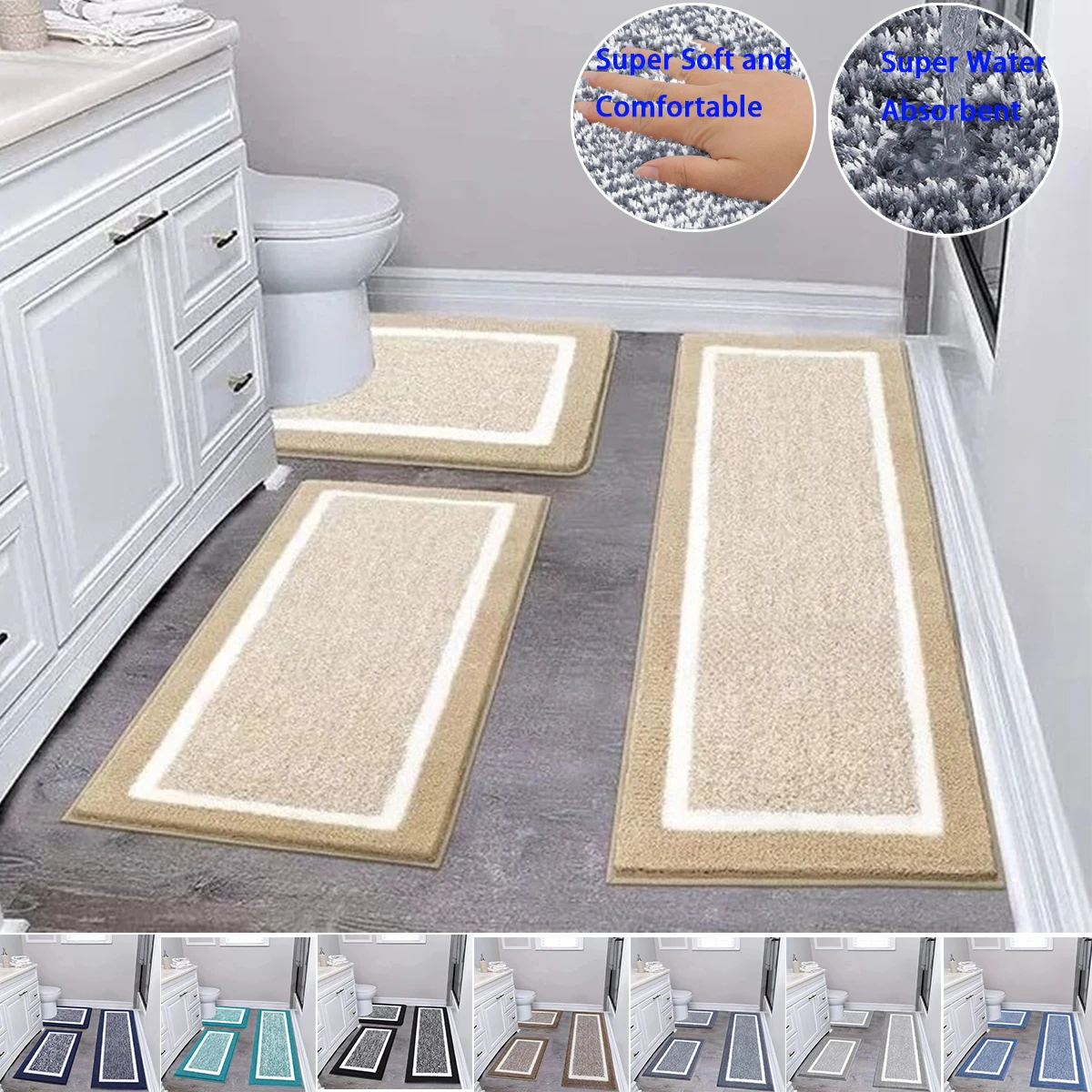 

Washable Microfiber Super Absorbent Bathroom Rugs Non-slip Bathroom Carpet Resist Dirt Entrance Mat Indoor Outdoor Entry Mats