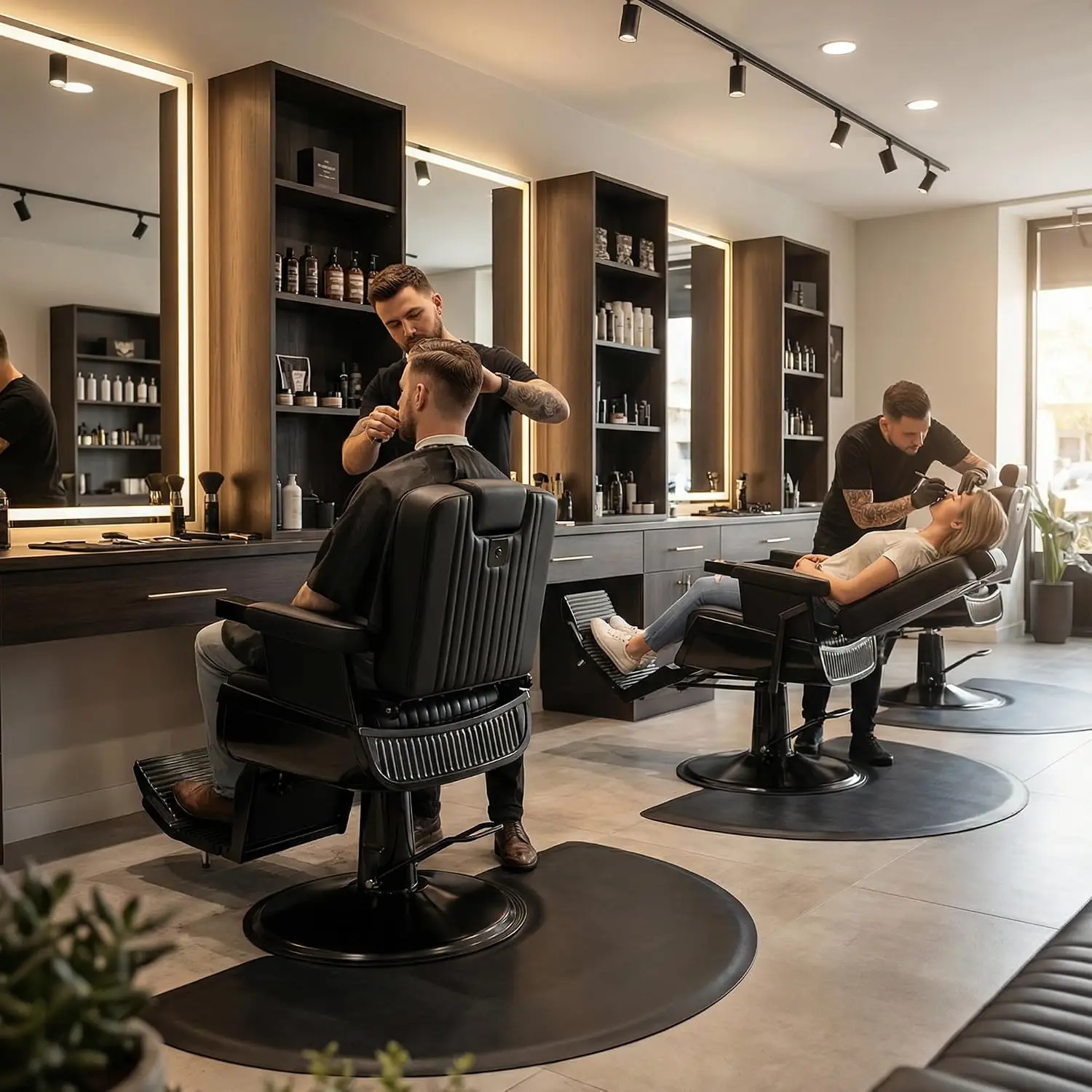 All Purpose Reclining Barber Chair, 440 lbs Heavy Duty Salon Chair with Removable Headrest, 165° Backrest, 360°, Customized