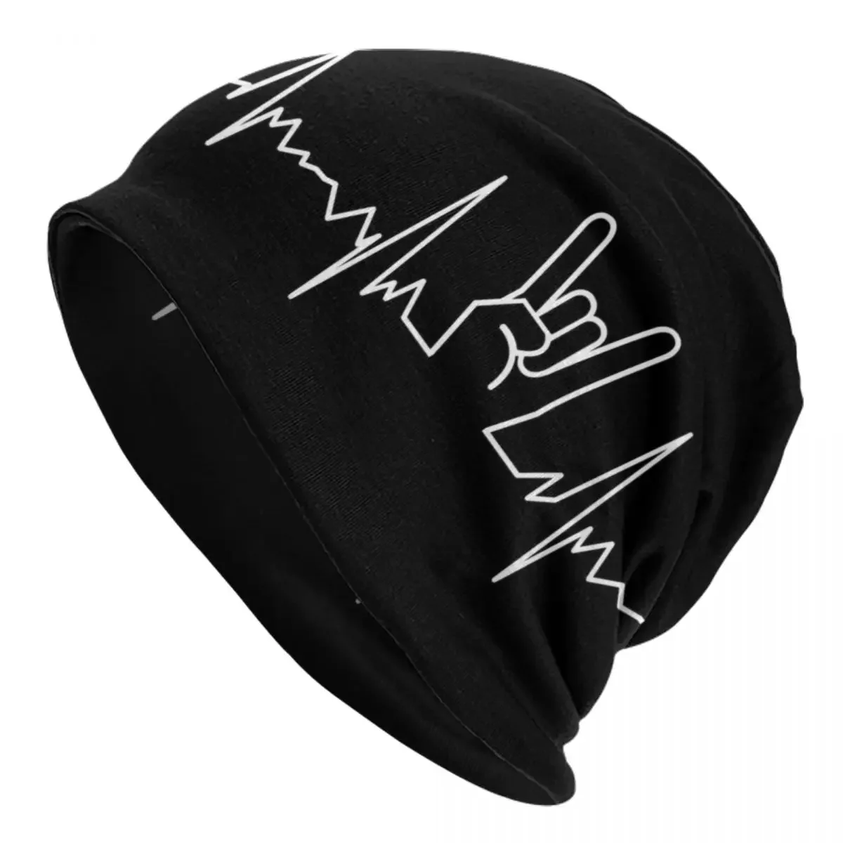 Heavy Metal Heartbeat Skullies Beanies Caps Men Women Unisex Hip Hop Winter Warm Knitted Hat Adult Rock Music Gift Bonnet Hats