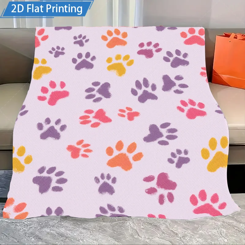 1 قطعة بطانية الفانيلا لطيف باو طباعة بطانية لينة الفانيلا الحيوانات الأليفة تحت عنوان رمي الفراش المريح للأطفال ومحبي الحيوانات الأليفة #1