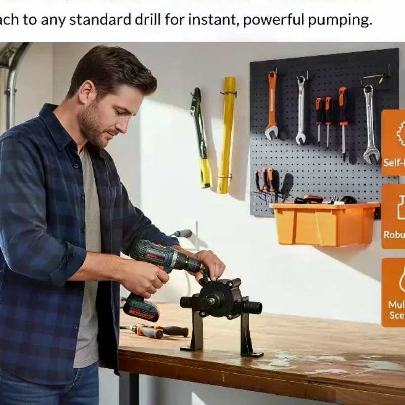 Compact Electric Drill Powered Self Priming Water Pump No Power Cord for Lawn Watering Aquarium Water Exchange