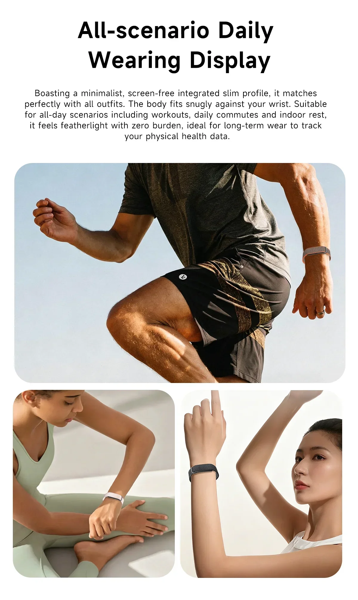 VWAR AIR Bildschirmloses Smart-Band Fitness-Tracker KI-Gesundheitsanalyse Blutsauerstoff 10m Wasserdicht 176 Sportarten Ultra-Leichtes Smart-Band – Detail 9