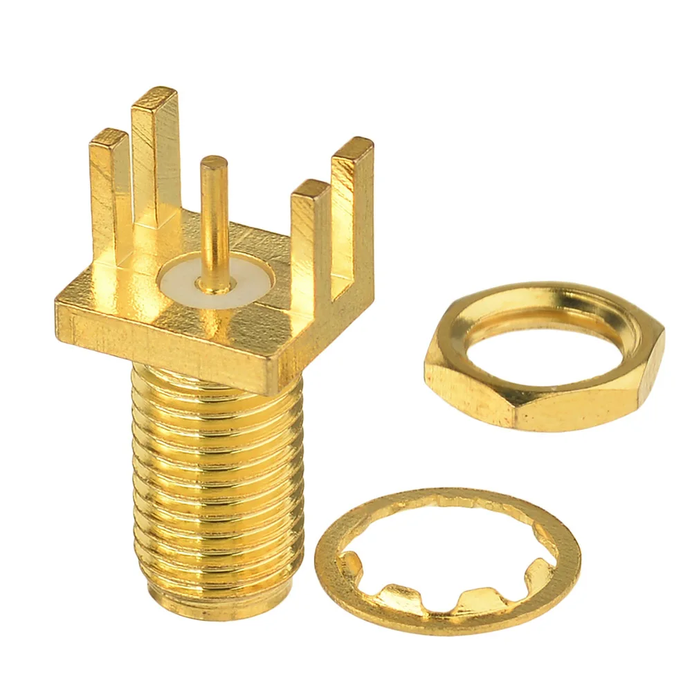 Superbat 10pcs SMA End Launch Female PCB Mount Wide Flange .062''(1.57mm) RF Coaxial Connector