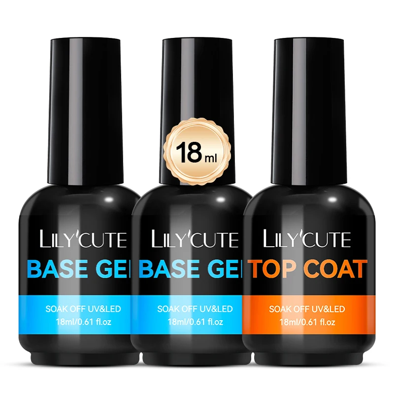 

LILYCUTE 18ML Base Gel Top Coat Clear Transparent Functional Nail Care Varnishes Long Lasting Semi Permanent Soak Off UV/LED Gel