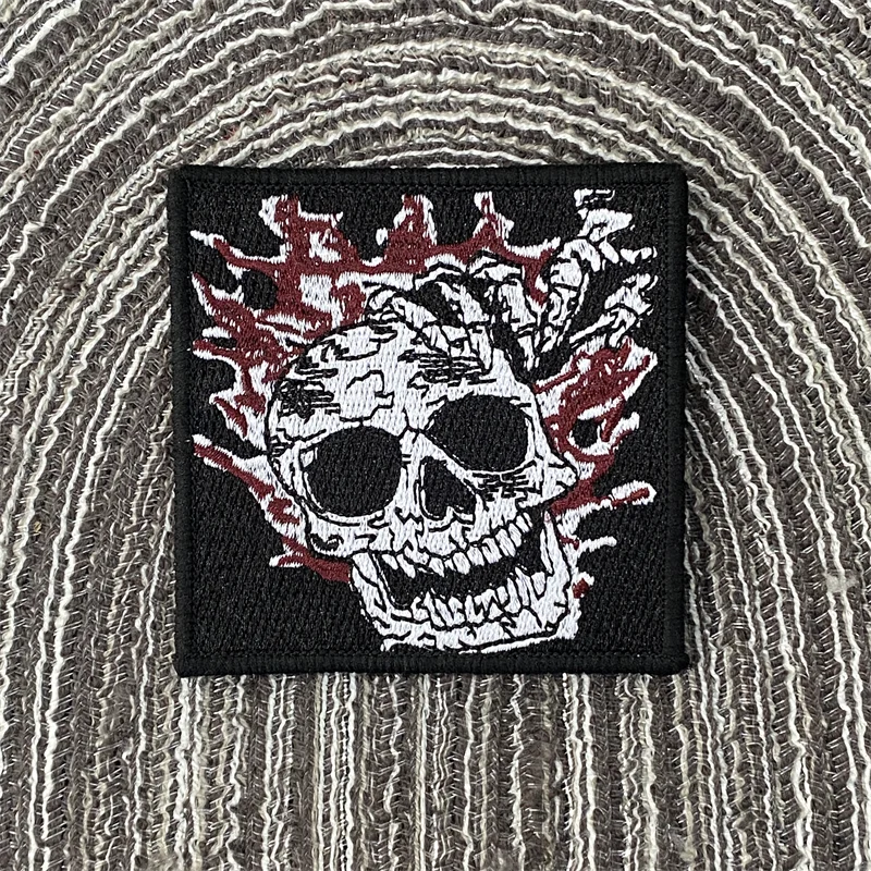 

Tactical Skull Embroidery Patches Military Morale Badge Armband Hook&loop Backpack Clothing Decoration Accessory Sticker