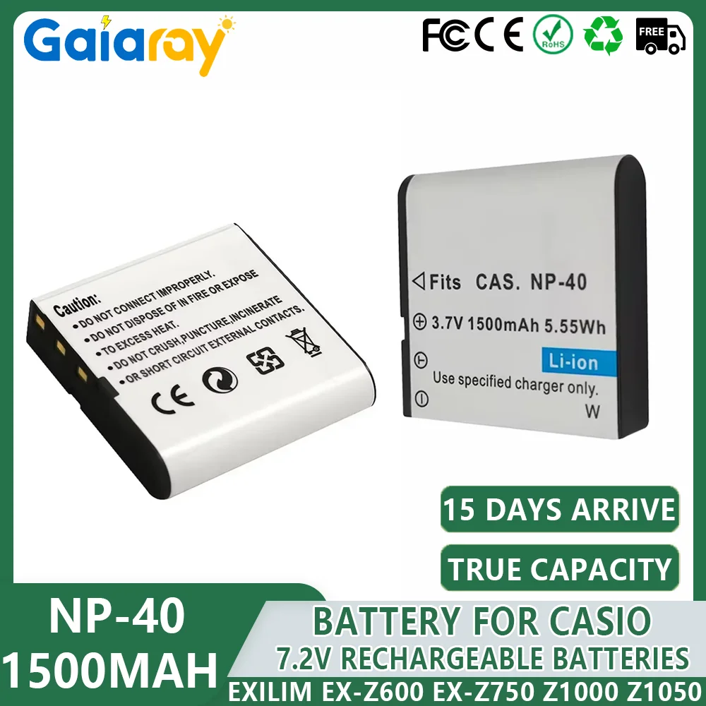 Rechargeable Batteries NP-40 NP40 Camera Battery For Casio Exilim EX-Z600 EX-Z750 Z1000 Z1050 Z1080 P505 P600 P700 3.7V 1500mAh